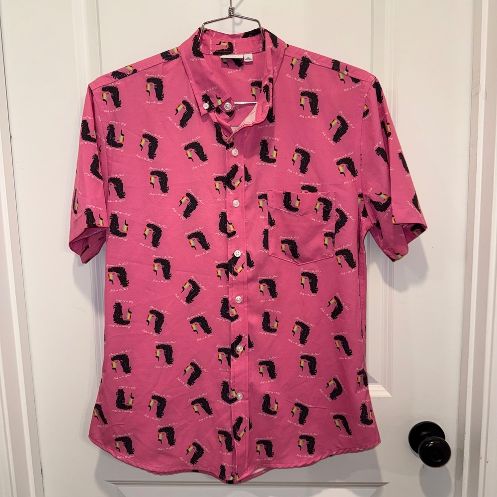 Cabana Crown & Ivy Mens M Mullet Shirt Business Front Party Back Pink